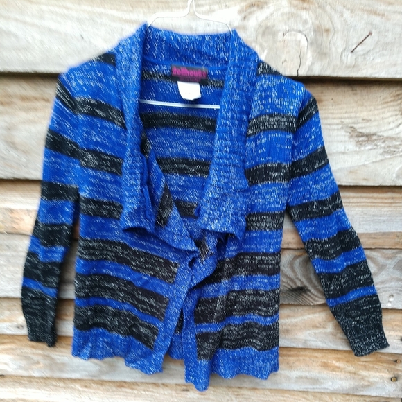 💖Dollhouse Open Front Shrug Sweater💖 Acrylic Blue/Black Sparkles - Picture 2 of 12